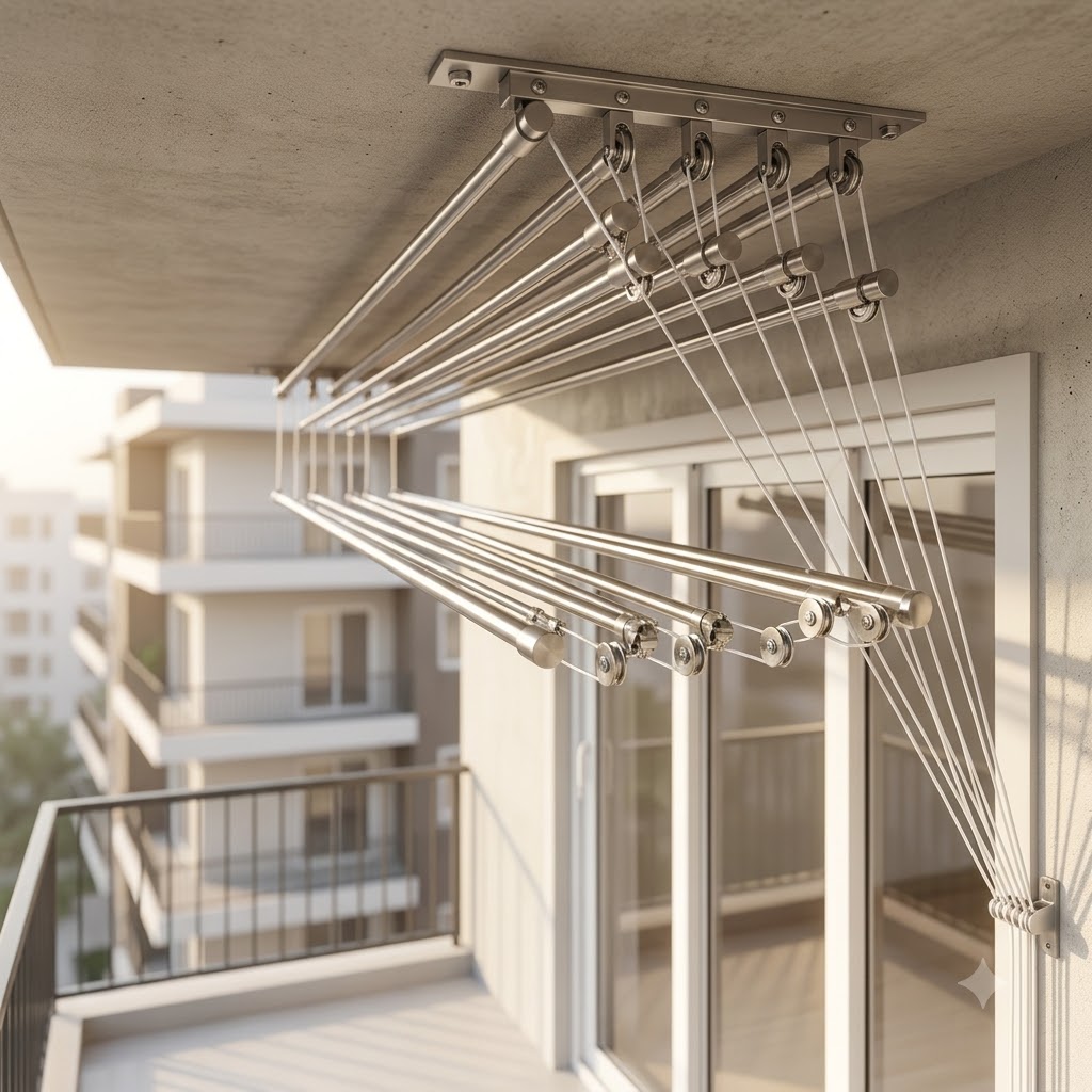 Small Balcony Clothes Drying Solutions Without Floor Stands