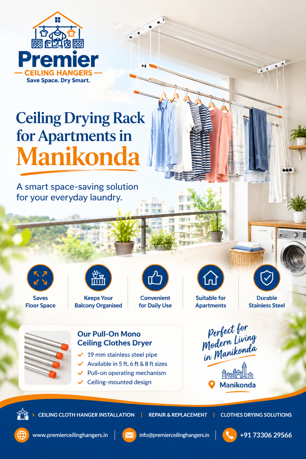 Ceiling Drying Rack for Apartments in Manikonda – A Smart Space-Saving Solution